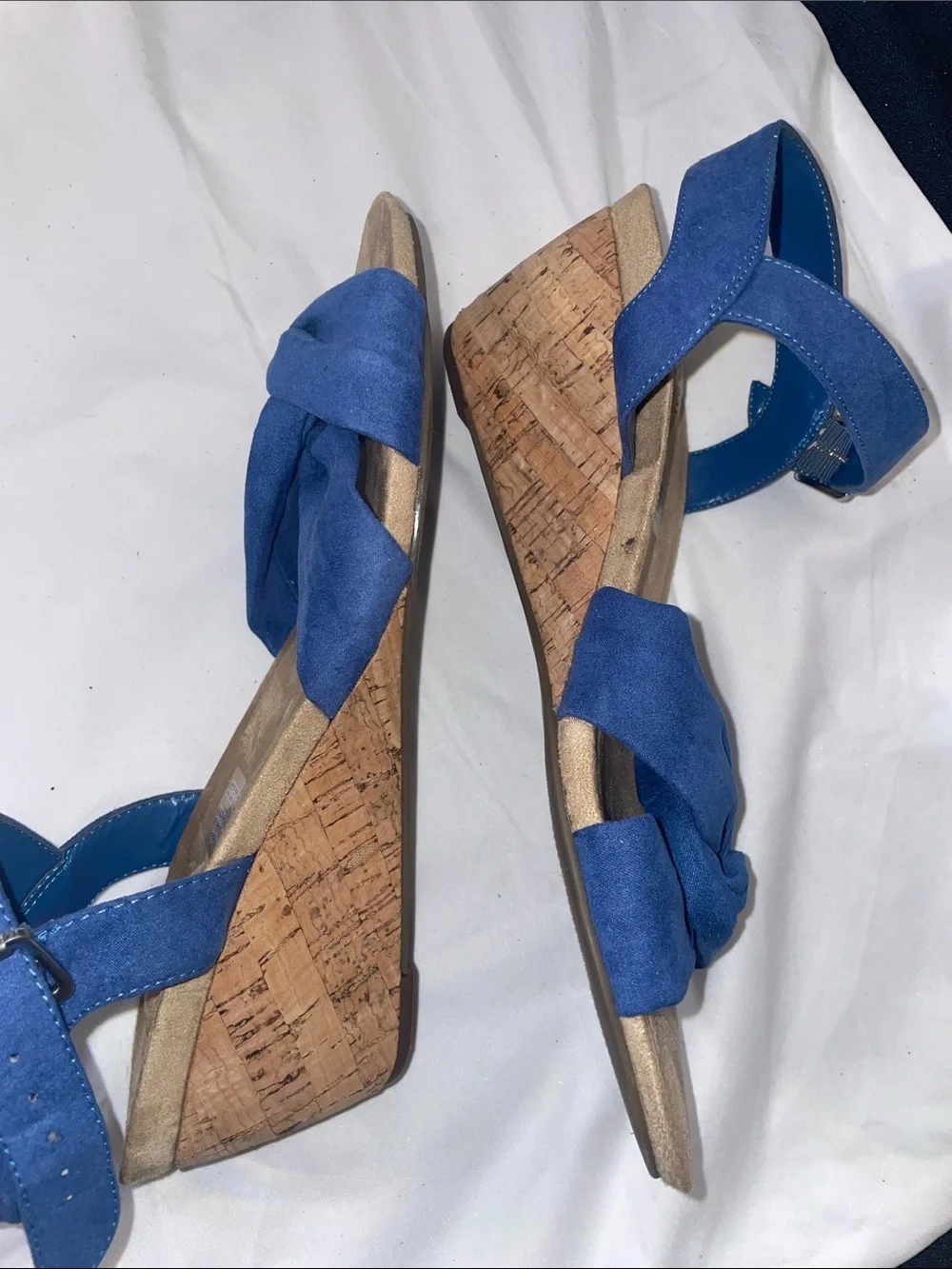 St. John's Bay Blue Suede Knot Wedge Sandals